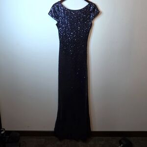Revelry Navy Blue Long Sequin Chloe Formal Homecoming Bridesmaid Dress Size 8